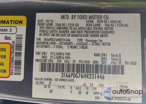 2017 Ford Fusion S from USA, damaged, VIN 3FA6P0G76HR231446